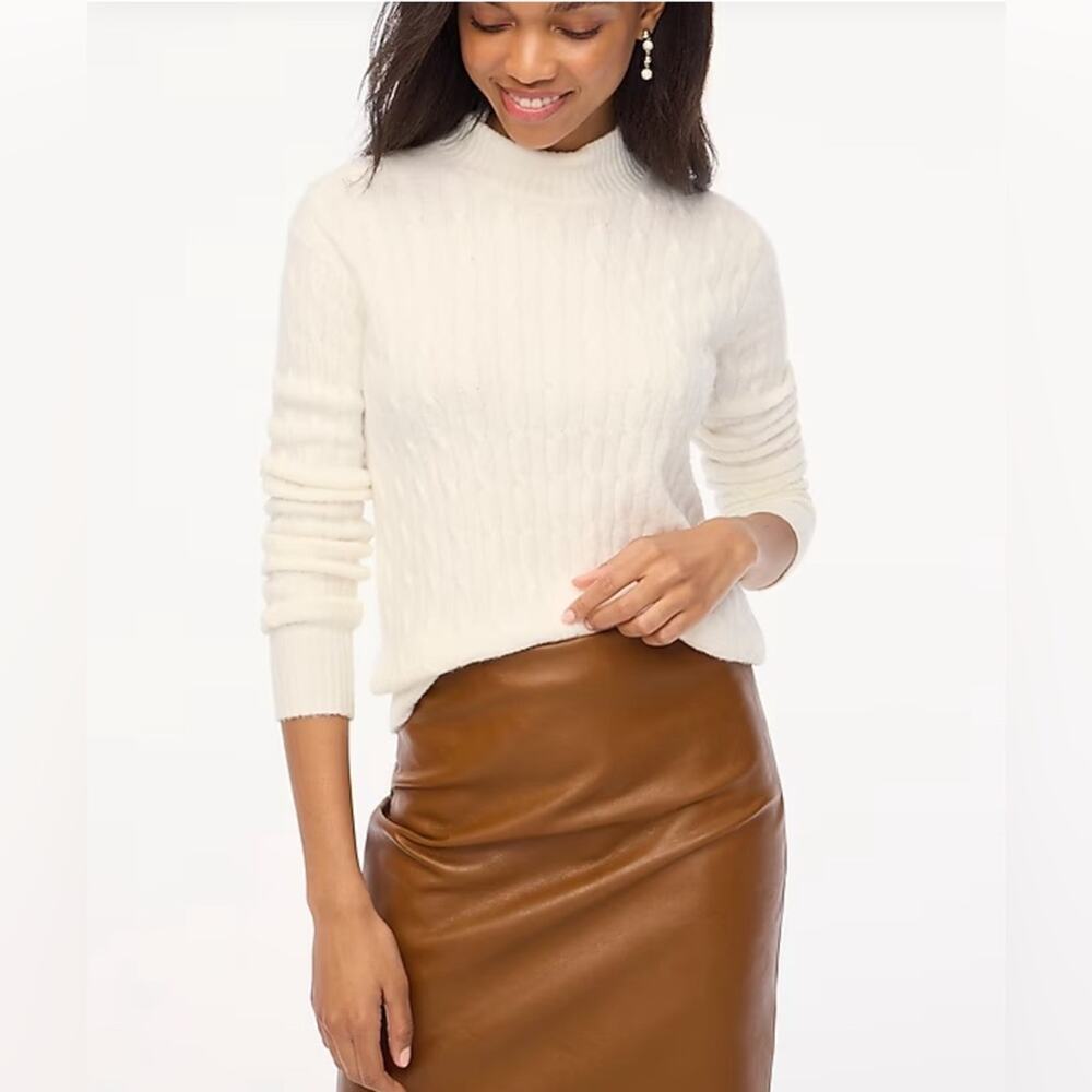 J.Crew Extra Soft Cable Mockneck Cream Sweater, Women’s XXS, NWT